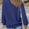 Women's Navy Blue Drop Shoulder Crewneck Pullover Sweatshirt - Cozy & Casual - Image 5