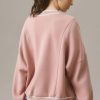 Women's Pink Stripe Contrast Trim V Neck Buttoned Front Pocketed Knit Cardigan - Image 2