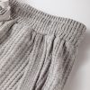 Women's Gray Solid Color Waffle Knit T-Shirt and Shorts Set - Casual Chic Two Piece Outfit - Image 12