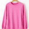 Women's Bonbon Solid O Neck High Low Hem Pullover Sweatshirt - Image 5