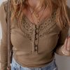 Women's Chestnut Anglaise Broider Ribbed Long Sleeve Top - Image 8