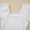 Women's White Eyelet Ruffle Sleeve Slim Fitted Top - Chic Summer Blouse - Image 18