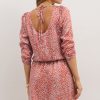 Elegant Tomato Red Leopard Print Long Sleeve Mini Dress with Hollowed Back - Image 2