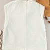 Women's Beige Sherpa Cap Sleeve Stand Collar Jacket Vest - Image 14