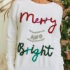 Women's White Tinsel Merry and Bright Graphic Christmas Sweater - Image 8