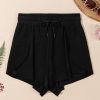 Women's Black High Waisted Drawstring 2-in-1 Color Block Bikini Shorts with Side Pocket - Image 9