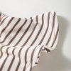 Women's Parchment Striped Ruffle Short Sleeve Top with Contrast Details - Image 9