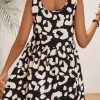 Chic Black Leopard Print U Neck Sleeveless High Waist Mini Dress - Image 2