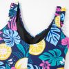 Women's Plus Size Blue Printed V Neck Wrap Knot Ruffled One Piece Swimwear - Image 16