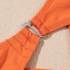 Elegant Orange Ruffle Sleeve Tricolor Cutout Front Ring One Piece Swimsuit - Image 31