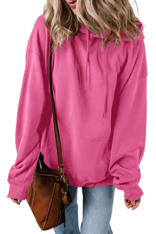 Women's Cozy Bonbon Solid Hoodie with Front Kangaroo Pocket