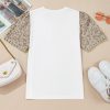 Women's Elegant White Leopard Patchwork Puff Sleeve T-Shirt with Crochet Lace Trim - Image 15