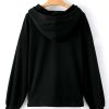 Women's Oversized Black Solid Half Zipper Hoodie with Kangaroo Pocket - Image 11