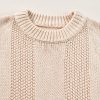 Women's Pale Khaki Solid Color Cable Knit Ribbed Loose Sweater - Cozy and Stylish - Image 9