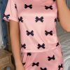 Women's Pink Bow Printed Short 2-Piece Lounge Set - Cute Casual Loungewear - Image 5