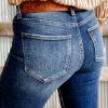 Women's High Waist Mineral Wash Raw Hem Flared Jeans - Sail Blue - Image 10