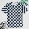 Women's Black Western Fashion Checkerboard Print Side Split T-Shirt - Image 14