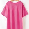 Plus Size Coral Solid Color Drop Shoulder T-Shirt for Women - Image 8