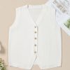 Women's White V Neck Buttoned Sweater Vest - Stylish and Versatile Layering Piece - Image 8