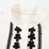 Elegant Women's Beige Floral Embroidered Stand Neck Buttoned Shirt - Image 9