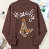 Women's Coffee Western Howdy Boot Graphic High Neck Sweater - Image 6