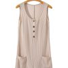 Women's Parchment Corded Knit Sleeveless Romper with Side Pockets - Image 21