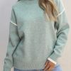 Women's Moonlight Jade Colorblock Contrasting Edge Crewneck Sweater - Stylish and Warm - Image 8