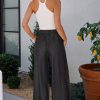Women's High Waist Wide Leg Jeans with Ruffles and Side Pockets - Black - Image 6
