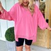 Women's Bonbon Mineral Washed V Neck Long Sleeve T-Shirt with Bracelate Sleeves - Image 6