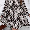 Plus Size Apricot Geometric Print Collared V Neck Mini Dress - Image 6