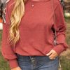 Plus Size Women's Redwood Burl Aztec Patchwork Drop Shoulder Sweatshirt - Image 8