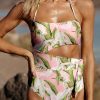 Women's Pink Tropical Asymmetric Cut-Out Halter Backless One Piece Swimwear - Image 10