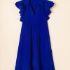 Women's Bluing Ruffled Short Sleeve V Neck Tiered Midi Dress - Elegant and Versatile - Image 8