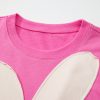 Women's Sachet Pink Contrast Flower Drop Shoulder Loose T-Shirt - Image 8