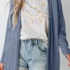 Women's Ashleigh Blue Solid Color Rib Knit Open Front Cardigan - Image 2