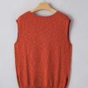 Women's Orange Solid Color Split V Neck Short Sleeve Sweater - Casual Chic - Image 13