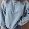 Women's Myosotis Collared Zipper Drop Shoulder Fleece Sweatshirt - Image 2