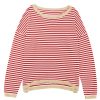 Women's Fiery Red Striped Drop Shoulder Sweater with Contrast Trim - Image 23