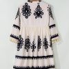 Women's Beige Western Pattern Print Mini Dress with Tassel Notch V Neck - Image 9