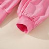 Women's Oversized Pink Solid Snap Buttons Collared Balloon Sleeve Sweatshirt - Image 10