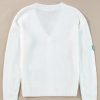 Women's Elegant White Bowknot Drop Shoulder Knitted Button-Up Cardigan - Image 9