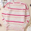 Plus Size Pink Stripe Drop Shoulder Side Split Sweater - Image 6