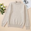 Women's Apricot Thermal Lined Ribbed Knit Mock Neck Sweater - Image 7