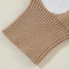 Women's Khaki Contrast Heart Pattern Round Neck Sweater - Casual Relaxed Fit - Image 15