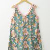 Women’s Sky Blue Floral Ricrac Trim V Neck Mini Tank Dress for Summer - Image 6