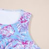 Sky Blue Plus Size Floral Print Twisted High Waist Bikini Set for Women - Image 17