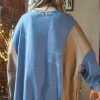 Trendy Women's Sky Blue Baggy Sweatshirt with Color Block Sleeves and Ribbed Details - Image 3