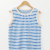 Women's Sky Blue Stripe Geometric Print Round Neck Slim Fit Sweater Vest - Image 5