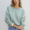 Women's Moonlight Jade Colorblock Contrasting Edge Crewneck Sweater - Stylish and Warm - Image 6