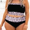 Plus Size Women's Black 2-Piece Leopard Patchwork High Waisted Swimsuit - Image 12